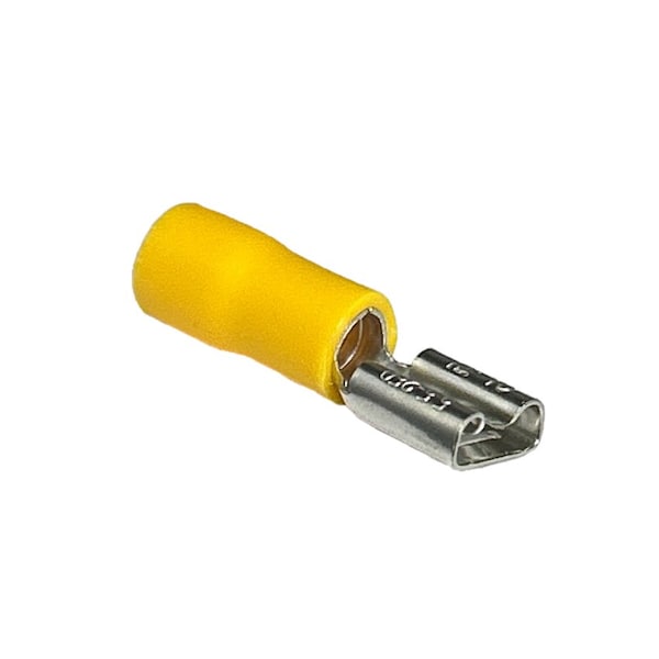 Remington Industries Quick Connect Terminals, Female, PVC Insulated, 10-12 AWG Wire, Yellow, 100 Pcs FDD5.5-250-100 - main